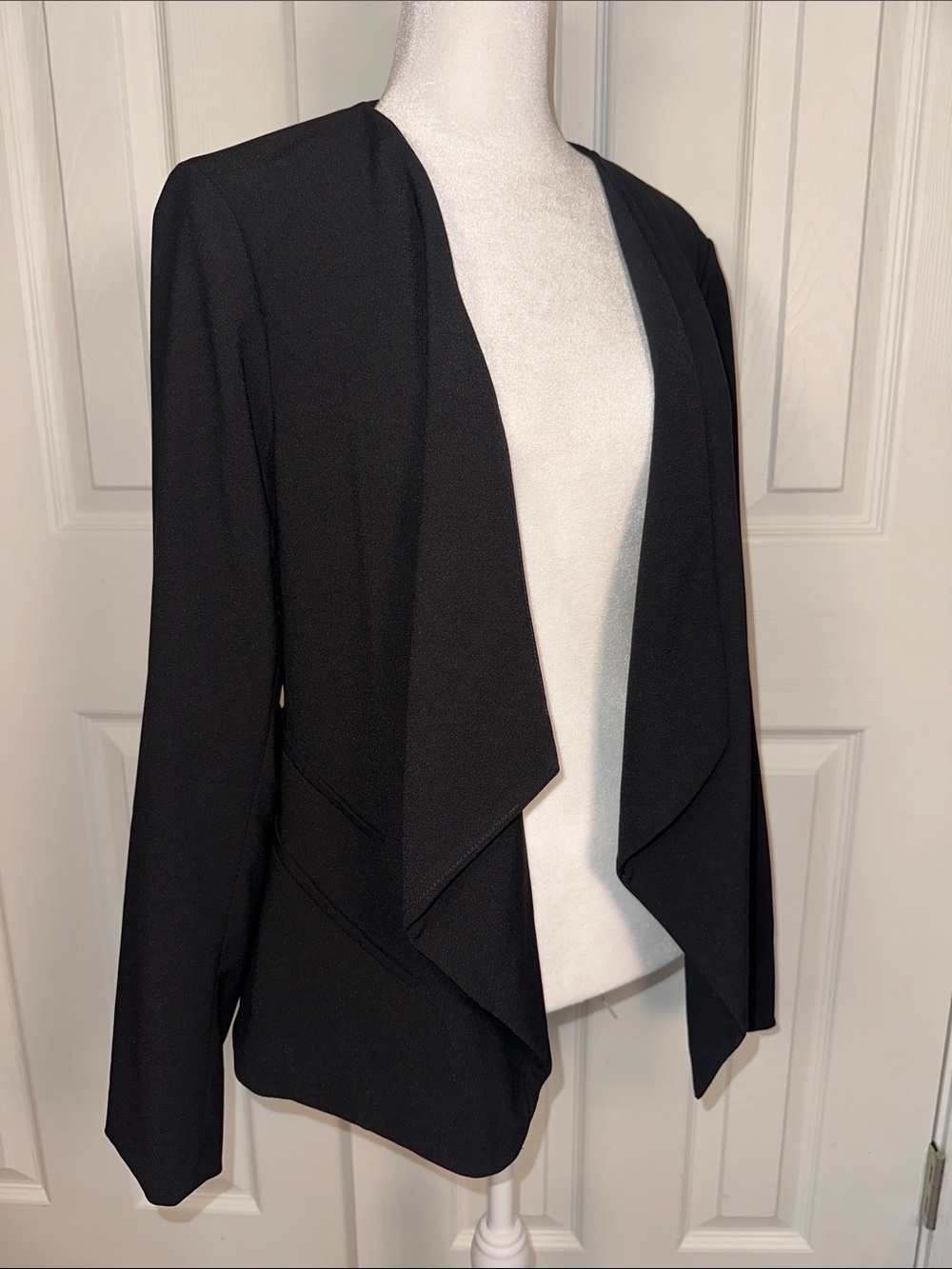 Willi Smith Black Draped Open-Front Blazer